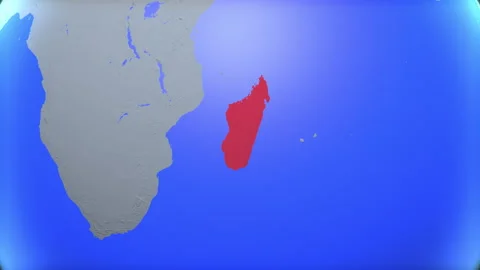 Location and red map of Madagascar on the earth Видео 330474427
