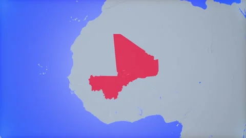 Location and red map of Mali on the earth Vidéo 330323588