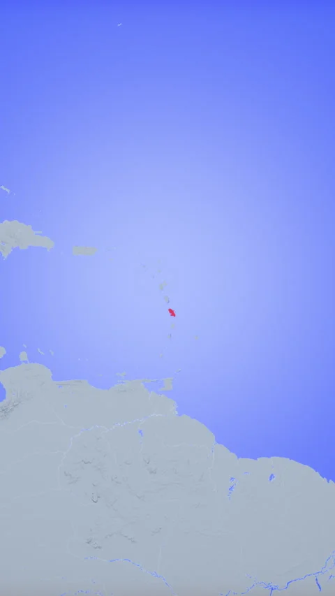 Location and red map of Martinique on the earth in vertical format Stock Footage 331439867