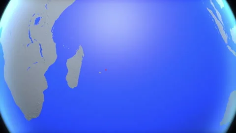 Location and red map of Mauritius on the earth Видео 330325424
