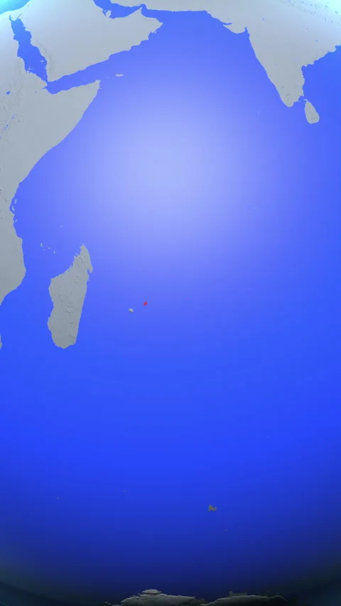 Location and red map of Mauritius on the earth in vertical format Video stock 331441388
