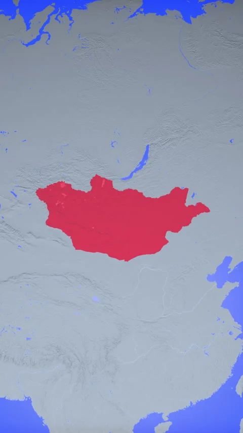 Location and red map of Mongolia on the earth in vertical format Stock Footage 331446609