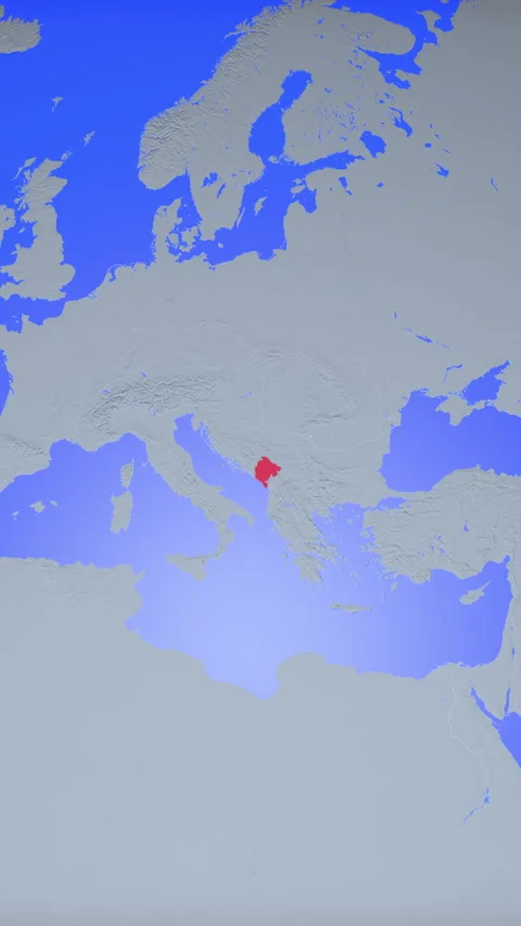 Location and red map of Montenegro on the earth in vertical format 库存影片 331447647