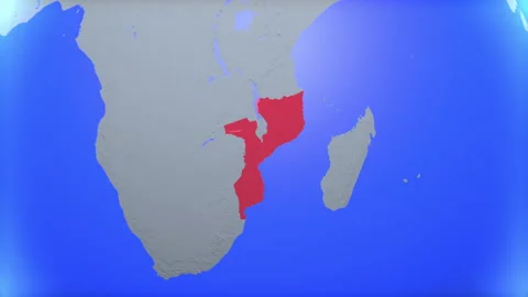 Location and red map of Mozambique on the earth Видео 330331912