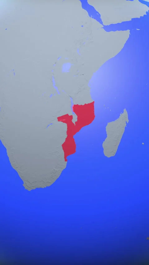 Location and red map of Mozambique on the earth in vertical format Vidéo 331449271
