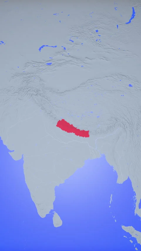 Location and red map of Nepal on the earth in vertical format Stock Footage 331451769