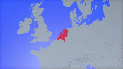 Location and red map of Netherlands on the earth 库存影片 330477192