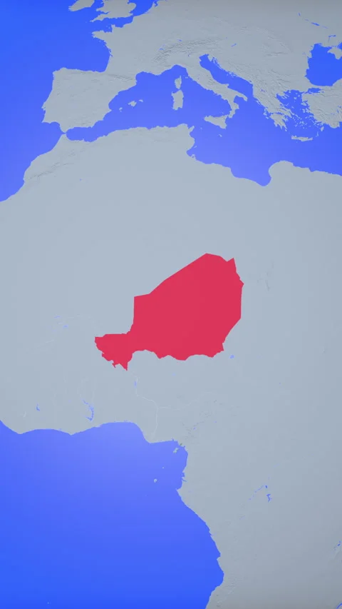 Location and red map of Niger on the earth in vertical format Stock Footage 331457147