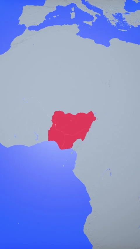 Location and red map of Nigeria on the earth in vertical format Stock Footage 331458035