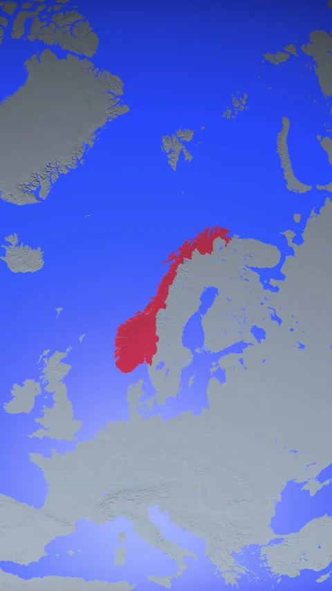Location and red map of Norway on the earth in vertical format Vidéo 331460938