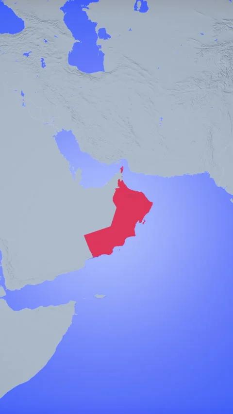 Location and red map of Oman on the earth in vertical format Stock Footage 331461323