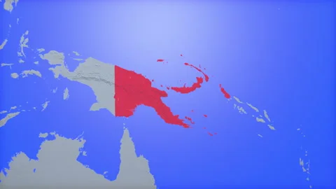 Location and red map of Papua New Guinea on the earth Vidéo 330378129