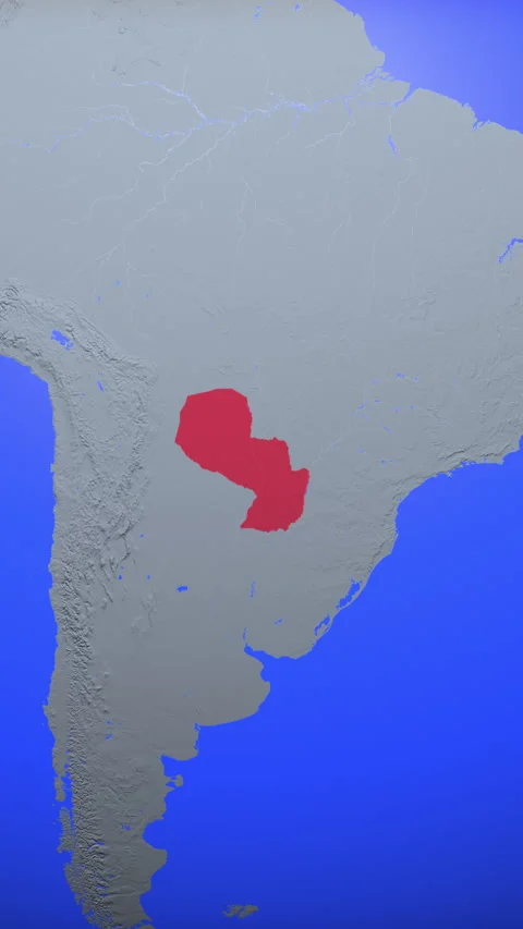 Location and red map of Paraguay on the earth in vertical format Stock Footage 331464021