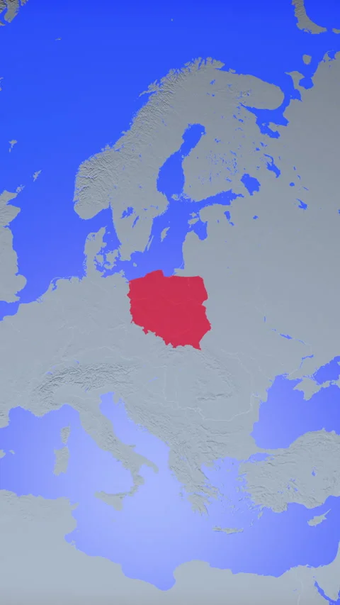 Location and red map of Poland on the earth in vertical format Stock Footage 331465325