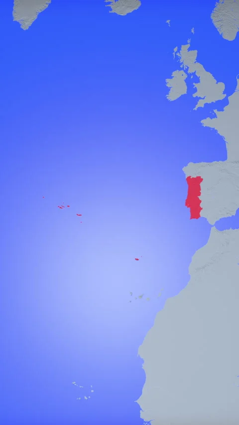 Location and red map of Portugal on the earth in vertical format Stock Footage 331465951