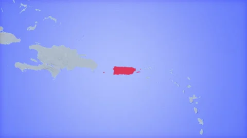 Location and red map of Puerto Rico on the earth Vidéo 330381770