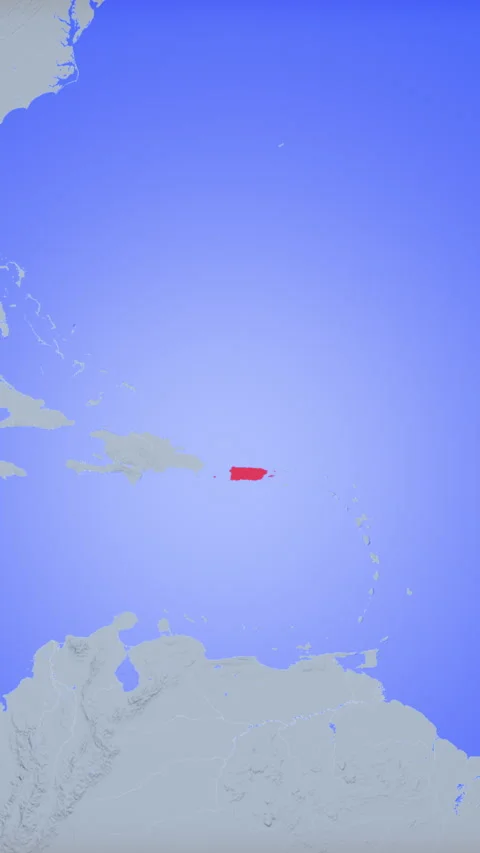 Location and red map of Puerto Rico on the earth in vertical format Stock Footage 331466547