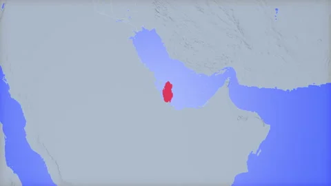 Location and red map of Qatar on the earth Vidéo 330382049