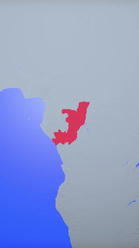 Location and red map of Rpublic of the Congo on the earth in vertical format Vidéo 331467543