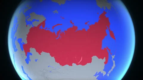 Location and red map of Russian Federation on the earth Video stock 330395924