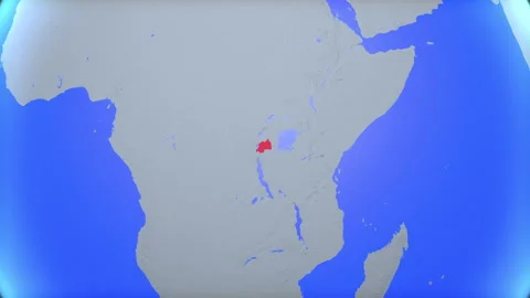 Location and red map of Rwanda on the earth Video stock 330397234