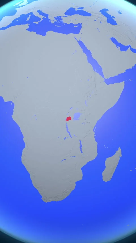 Location and red map of Rwanda on the earth in vertical format Stock Footage 331469899