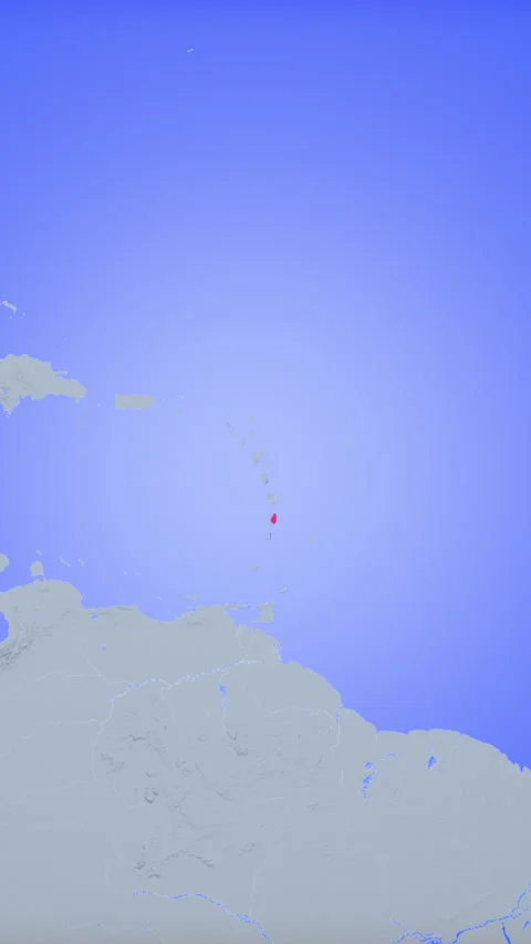 Location and red map of Saint Lucia on the earth in vertical format Vidéo 331470648