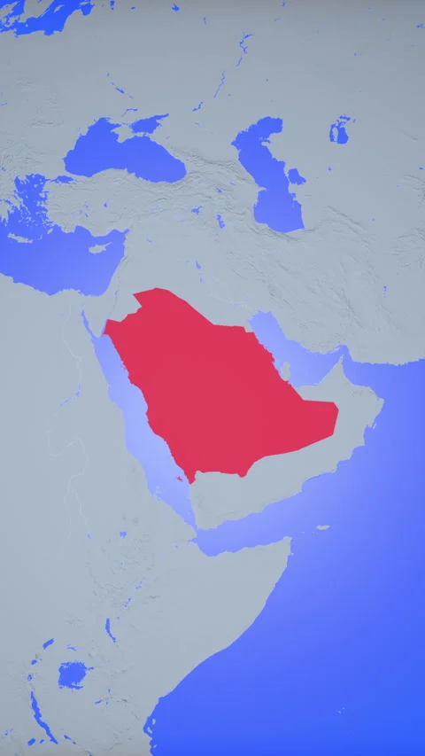 Location and red map of Saudi Arabia on the earth in vertical format Stock Footage 331472493