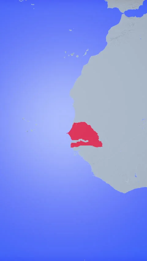 Location and red map of Senegal on the earth in vertical format Stock Footage 331472774
