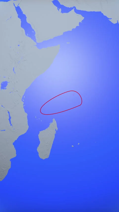 Location and red map of Seychelles on the earth in vertical format Vidéo 331479961