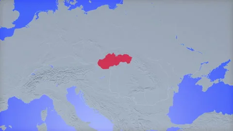 Location and red map of Slovakia on the earth Vidéo 330429331