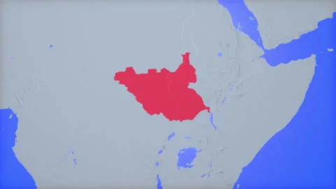 Location and red map of South Sudan on the earth Vidéo 330432241