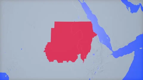Location and red map of Sudan on the earth Vídeos de archivo 330433560