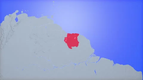 Location and red map of Suriname on the earth Vidéo 330434282