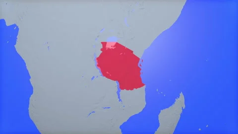 Location and red map of Tanzania on the earth Видео 330438993