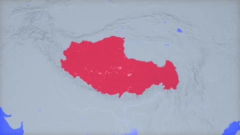 Location and red map of Tibet on the earth Видео 330440654