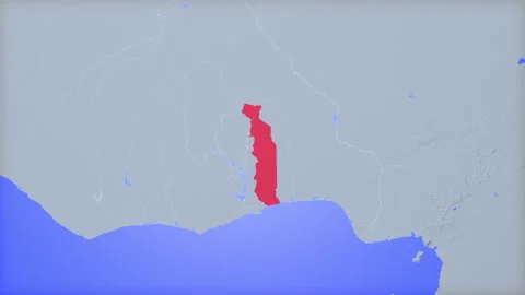 Location and red map of Togo on the earth Vidéo 330441105