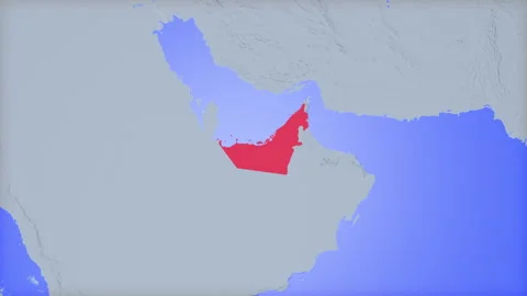 Location and red map of United Arab Emirates on the earth Stock Footage 331041962