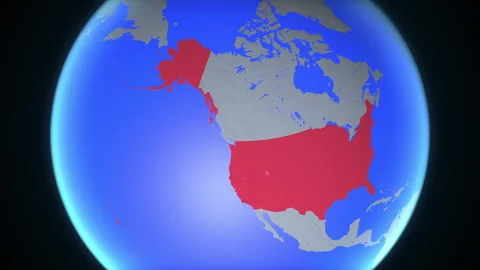 Location and red map of United States of America on the earth 库存影片 331042289