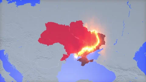 Location and red map of Unkraine at war on the earth Видео 331041852
