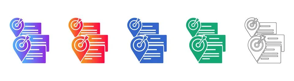 Location and Target Icon Set for Marketing Analytics Stock Illustration