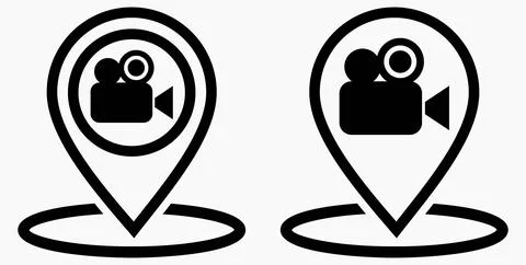 Location and video camera. Geolocation of the cinema Stock Illustration