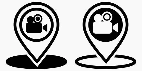 Location and video camera. Geolocation of the cinema Stock Illustration