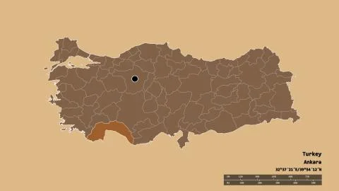 Location of Antalya, province of Turkey. Pattern Illustrazione stock