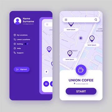 Location app interface Stock Illustration