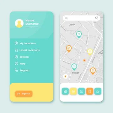 Location app interface Stock Illustration