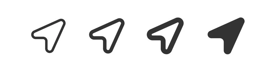 Location arrow icon. Pointer GPS symbol in vector flat style. Stock Illustration