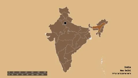 Location of Assam, state of India. Pattern Illustrazione stock