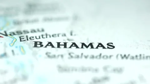 Location Bahamas islands, red push pin on the travel map, marker Stock Footage 172108826