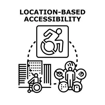 Location based accessibility service for people with disabilities Stock Illustration